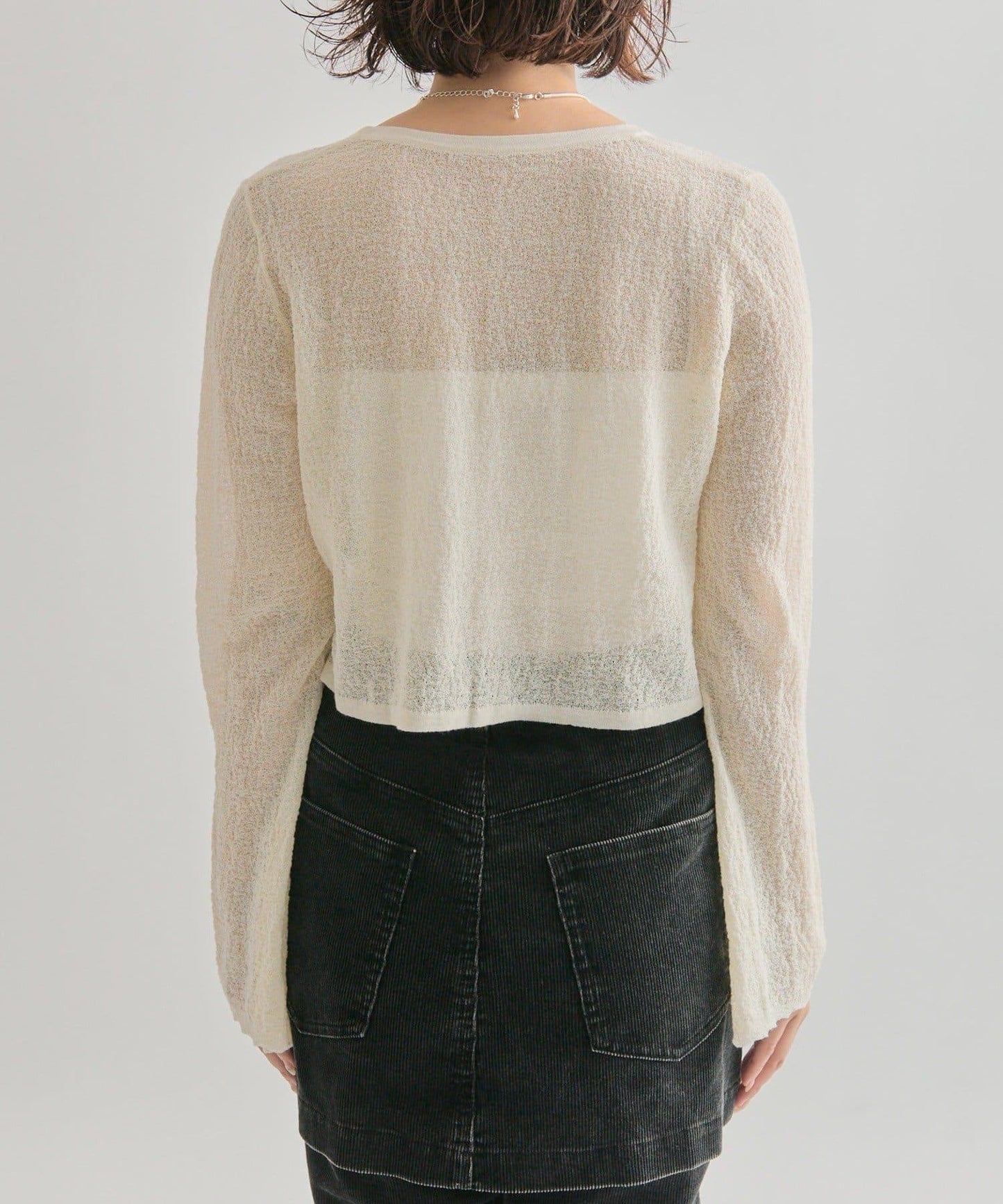 鏤空針織短款開衫