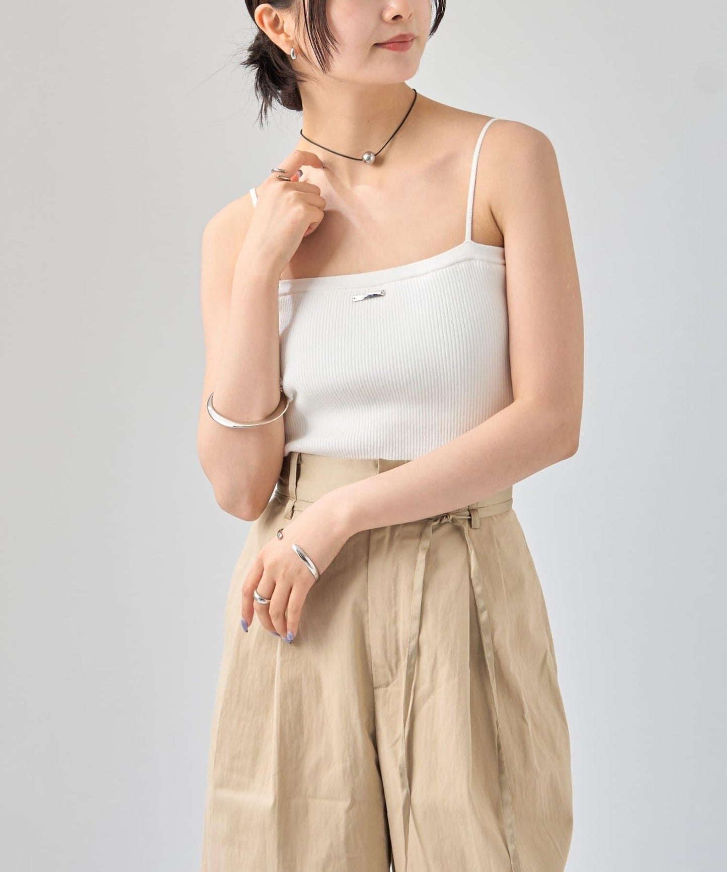 帶胸墊針織吊帶背心