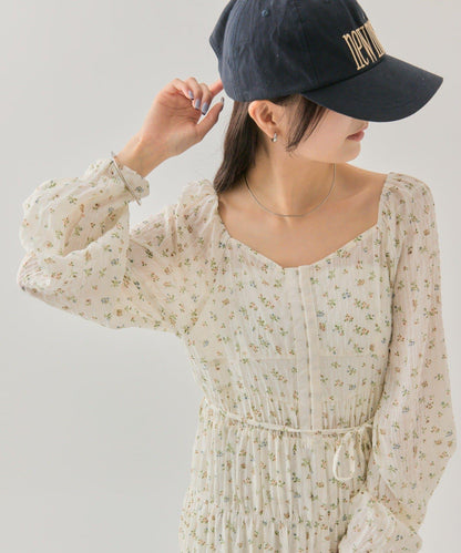 小花束腰連衣裙