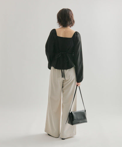 長袖泡泡袖束身上衣