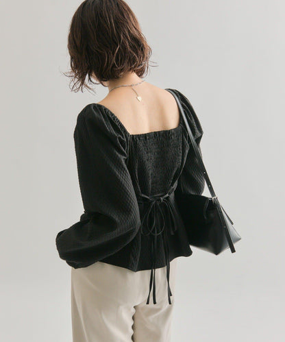 長袖泡泡袖束身上衣