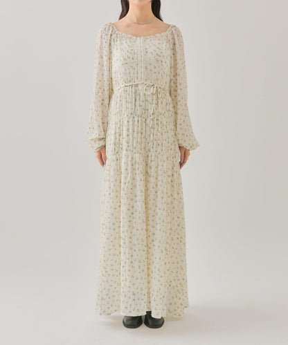 小花束腰連衣裙