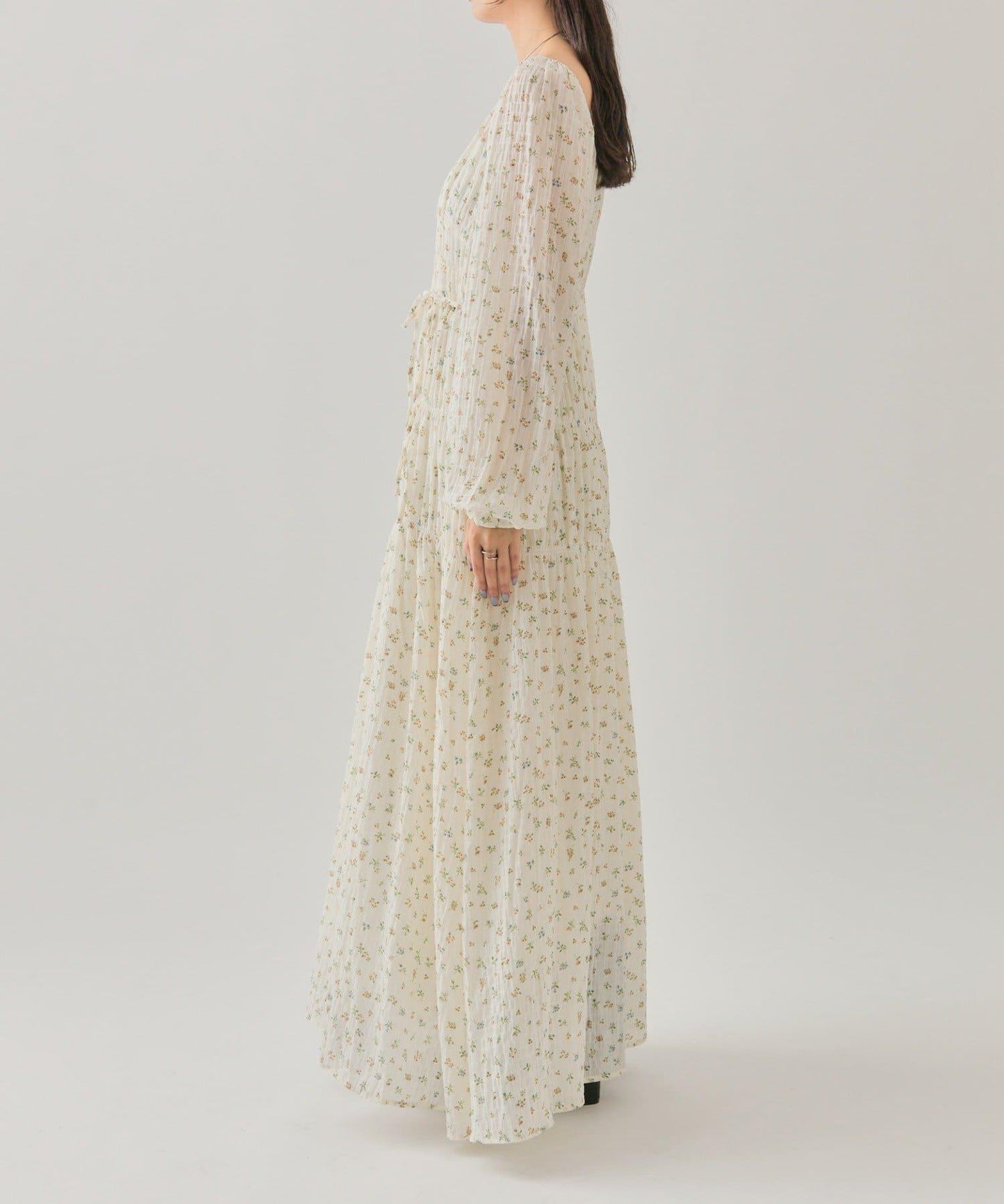 小花束腰連衣裙