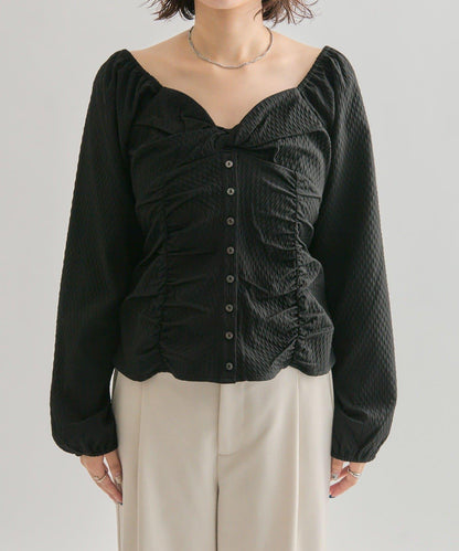 長袖泡泡袖束身上衣