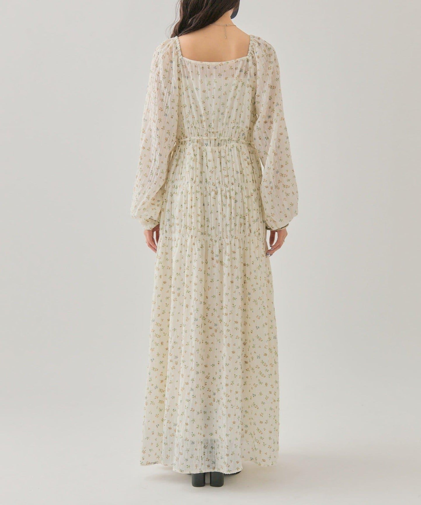 小花束腰連衣裙