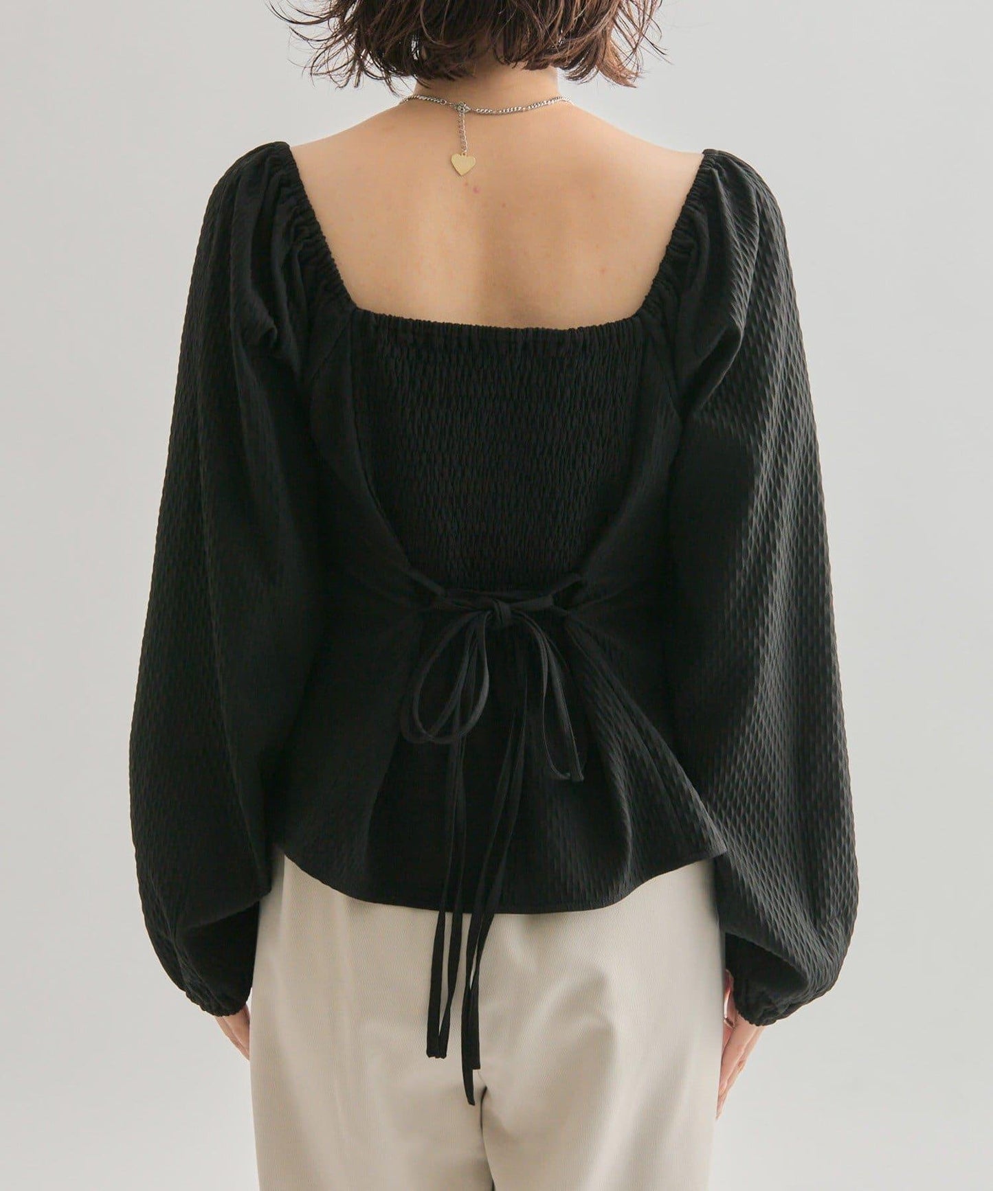 長袖泡泡袖束身上衣