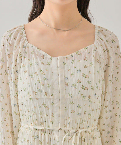 小花束腰連衣裙