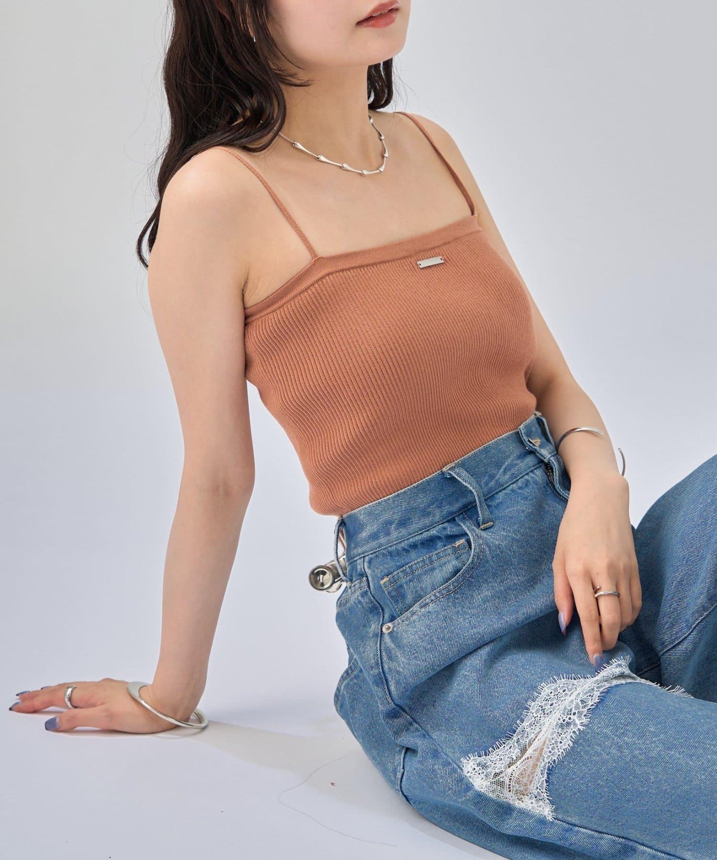 帶胸墊針織吊帶背心