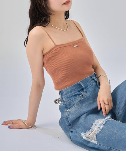 帶胸墊針織吊帶背心