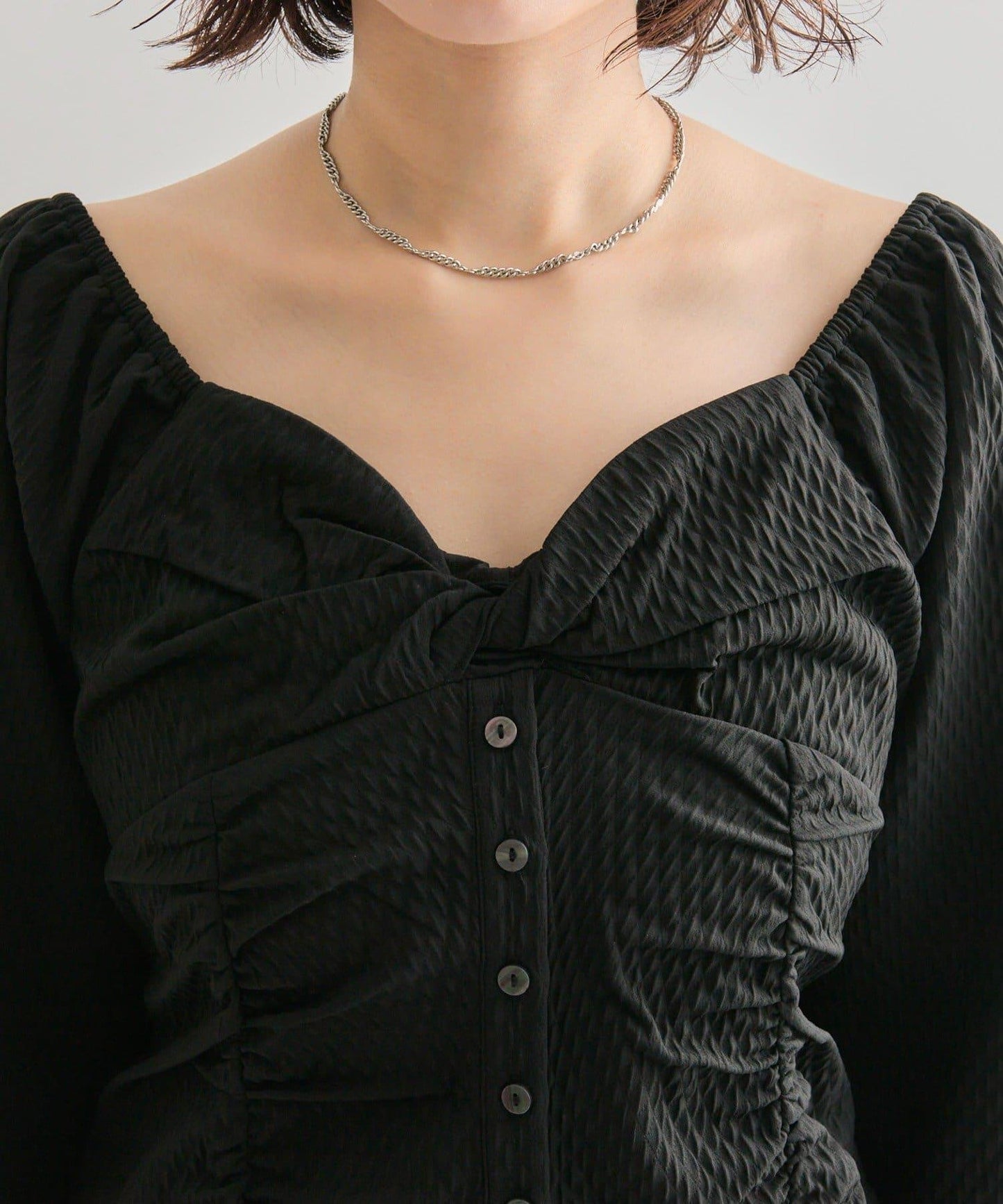 長袖泡泡袖束身上衣