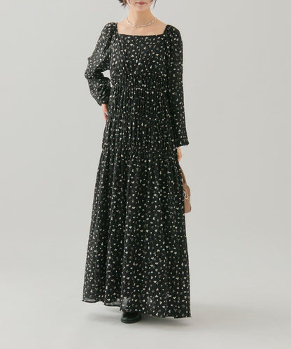 小花束腰連衣裙