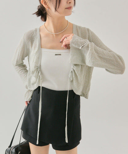 鏤空針織短款開衫