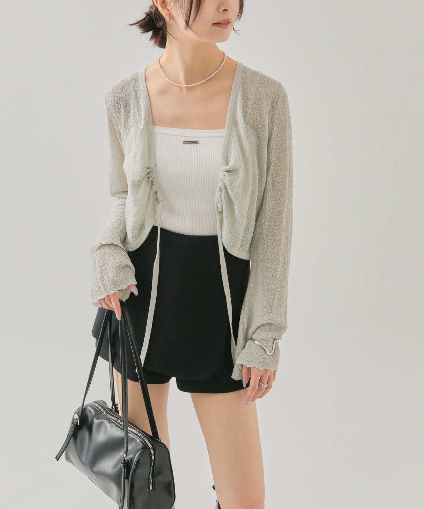 鏤空針織短款開衫