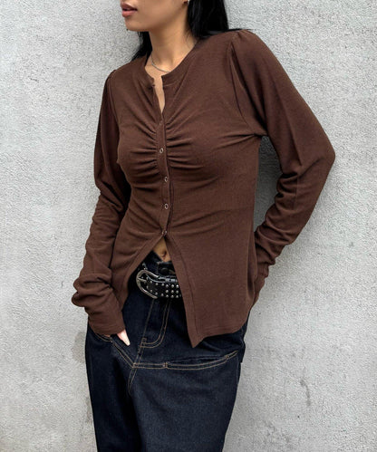 泡泡袖褶皺開衫