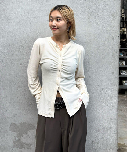 泡泡袖褶皺開衫