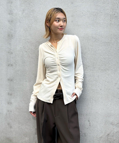 泡泡袖褶皺開衫