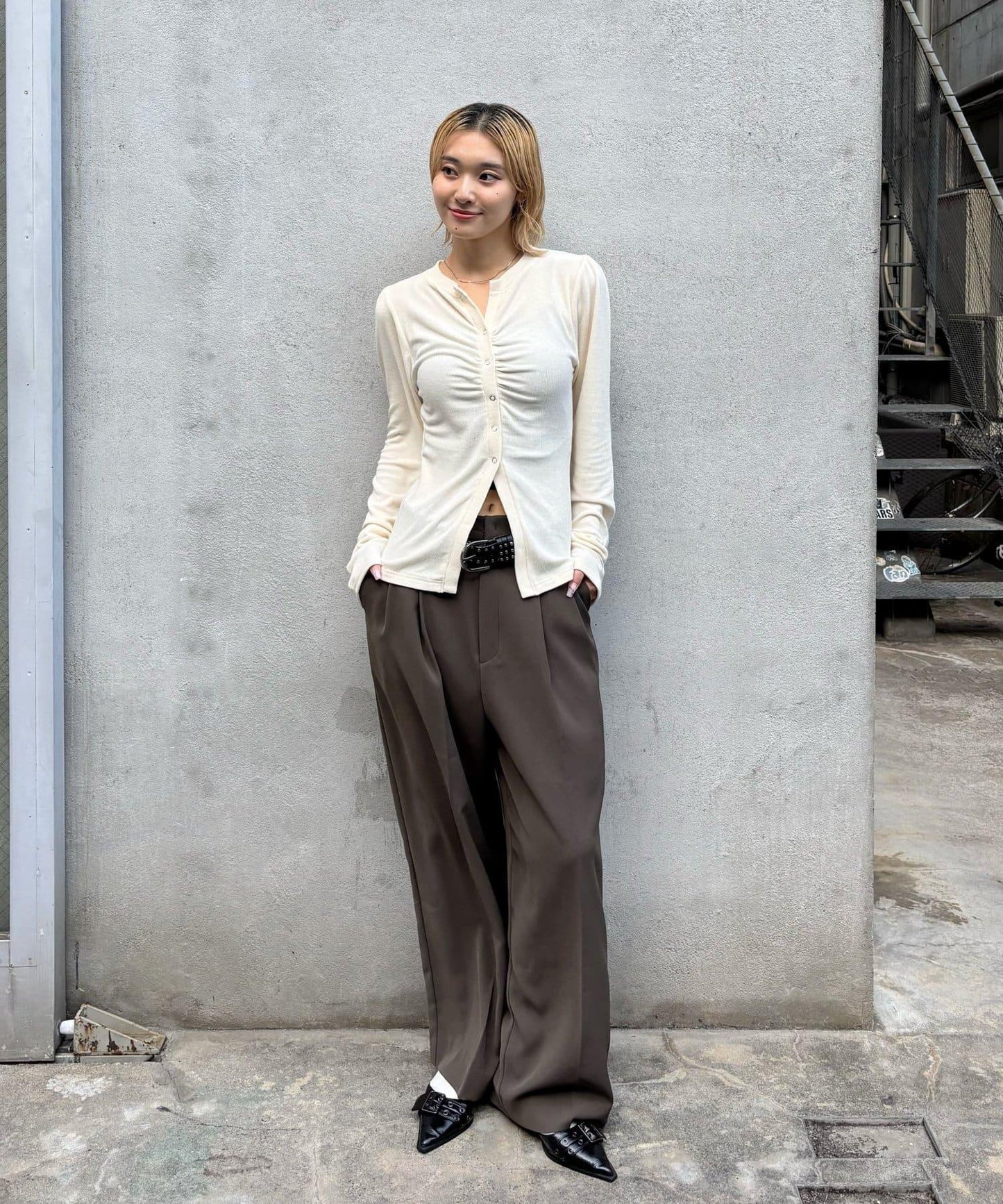 泡泡袖褶皺開衫