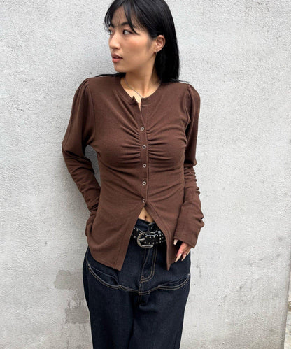 泡泡袖褶皺開衫