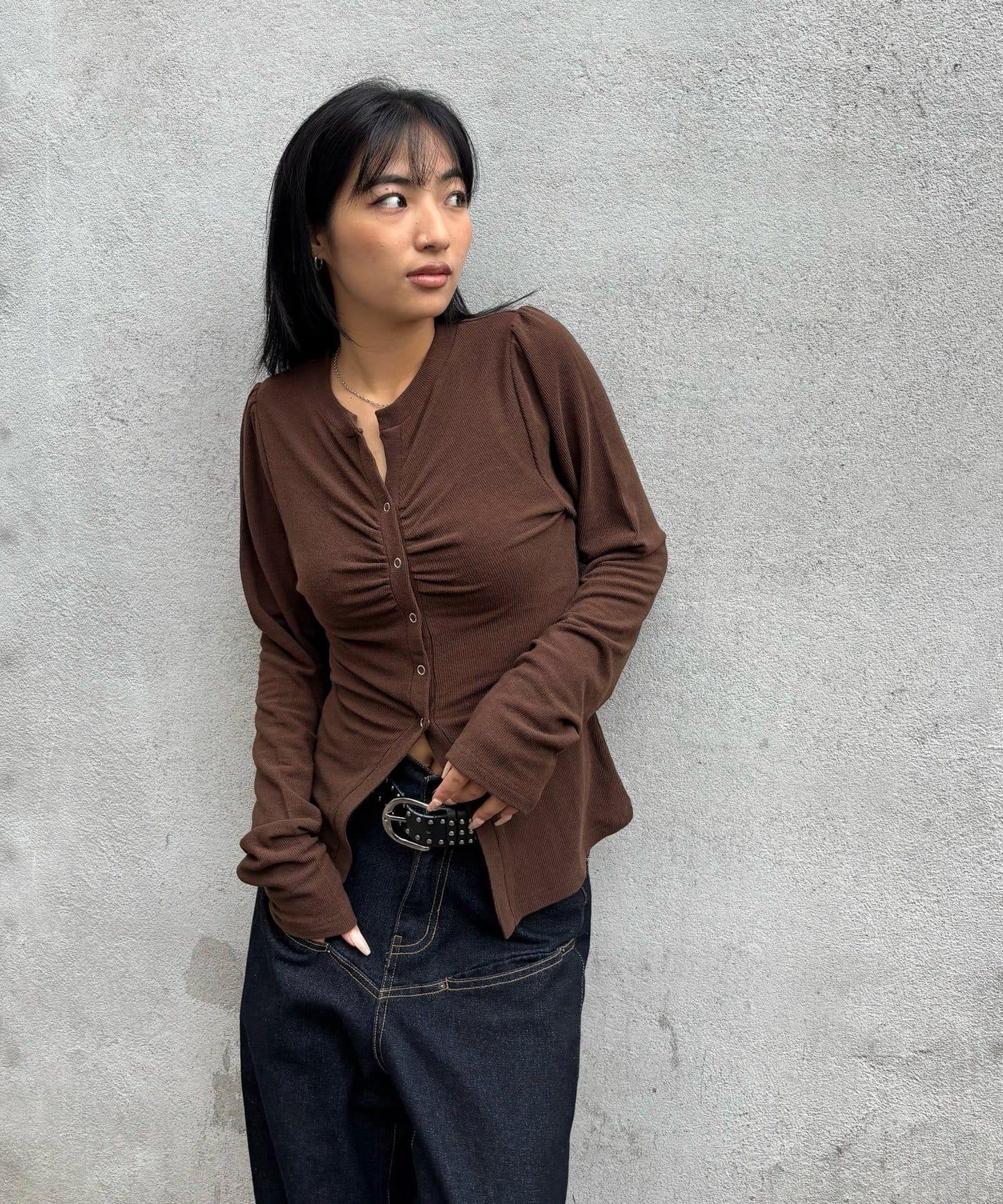 泡泡袖褶皺開衫