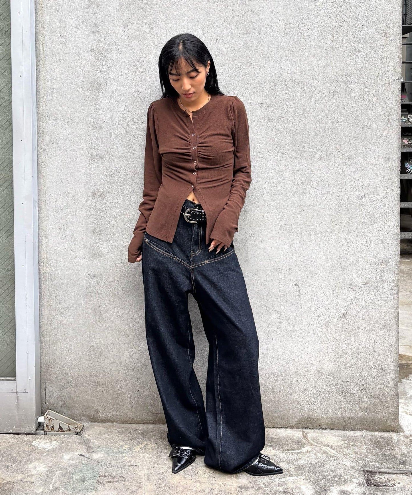 泡泡袖褶皺開衫