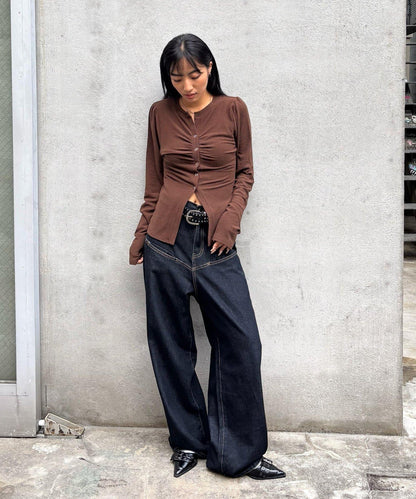 泡泡袖褶皺開衫