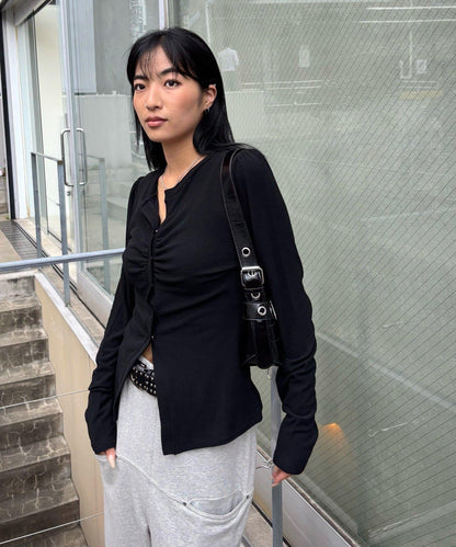 泡泡袖褶皺開衫