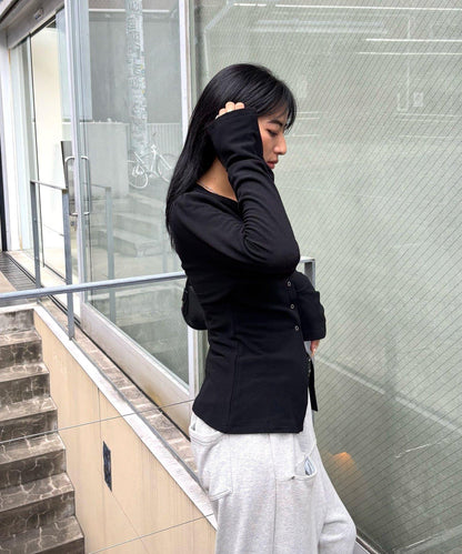 泡泡袖褶皺開衫