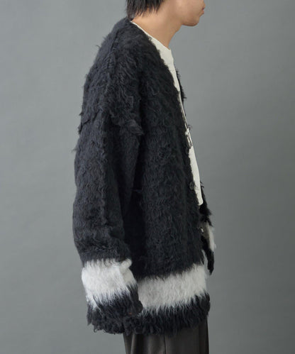 長毛馬海毛條紋開衫