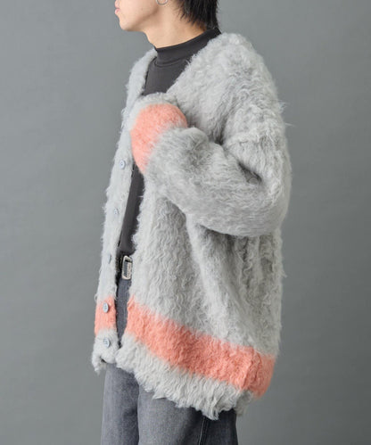 長毛馬海毛條紋開衫