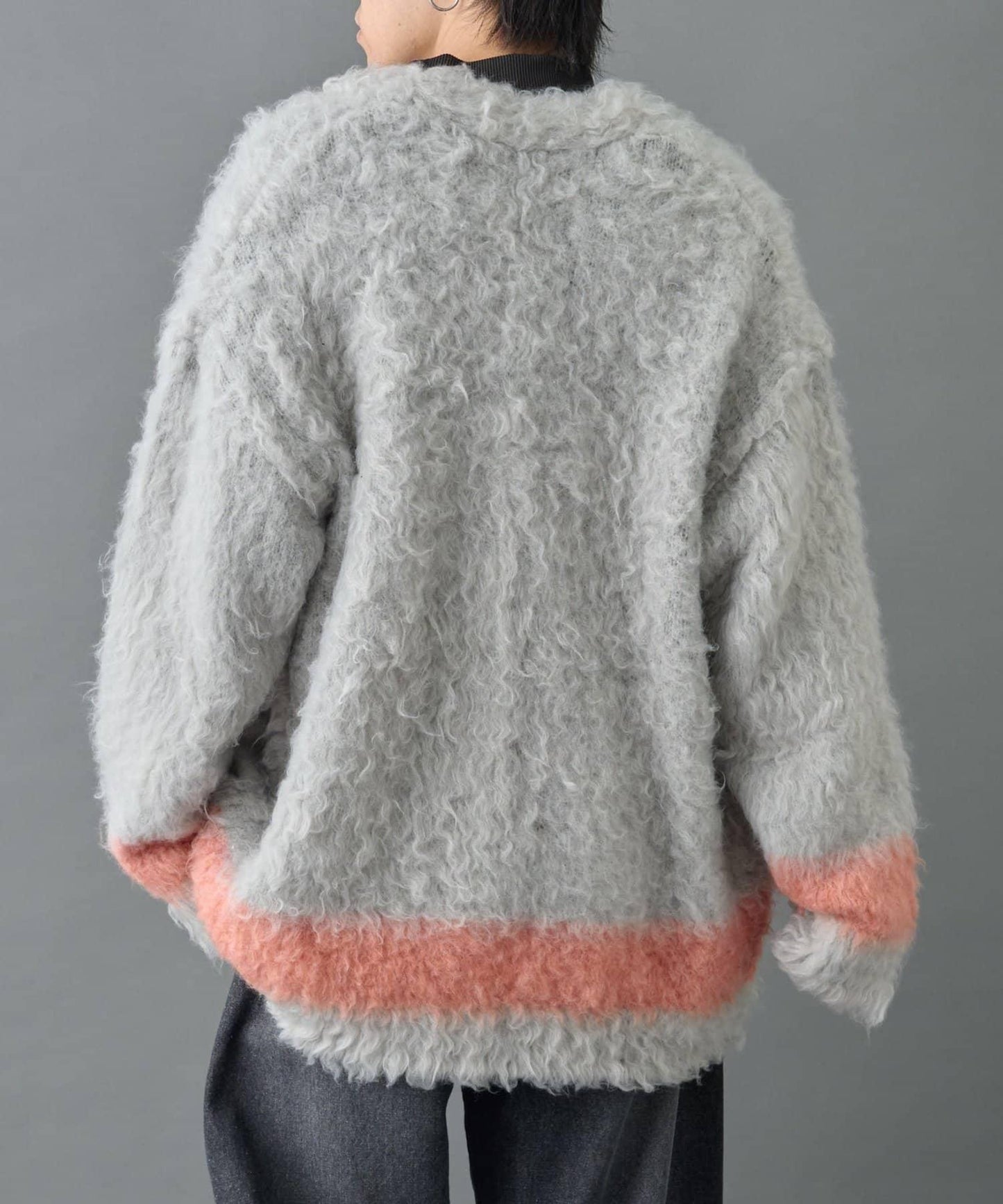 長毛馬海毛條紋開衫