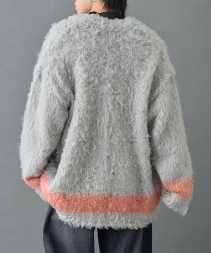 長毛馬海毛條紋開衫