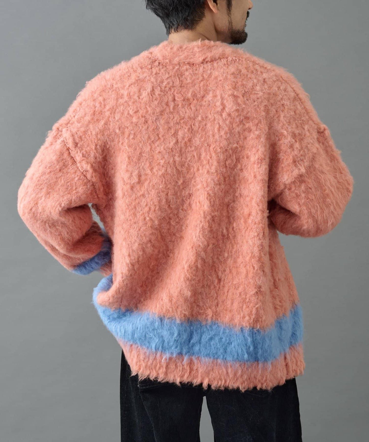 長毛馬海毛條紋開衫