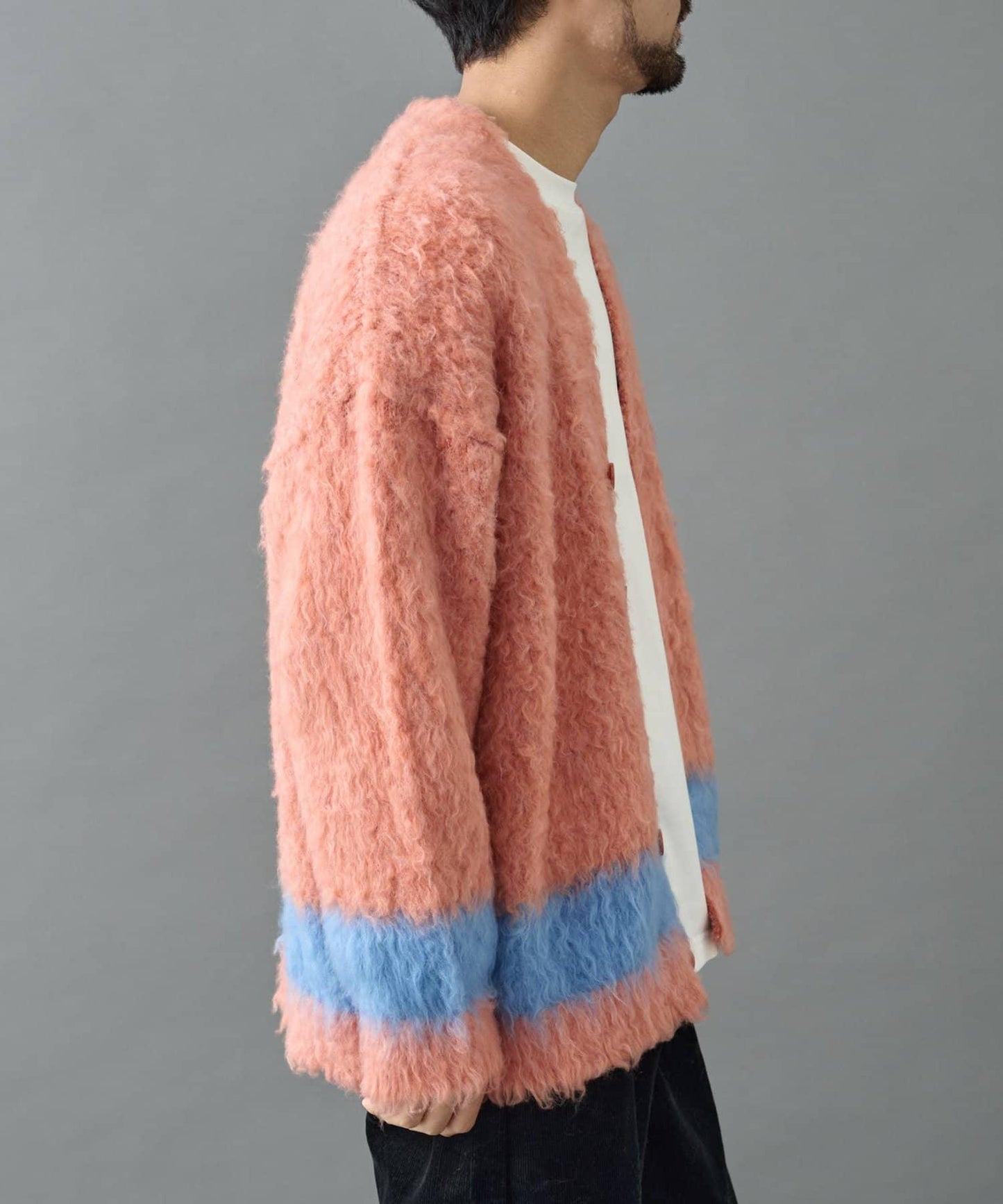 長毛馬海毛條紋開衫