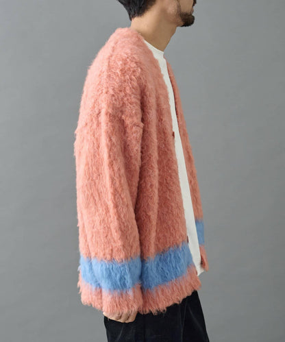 長毛馬海毛條紋開衫