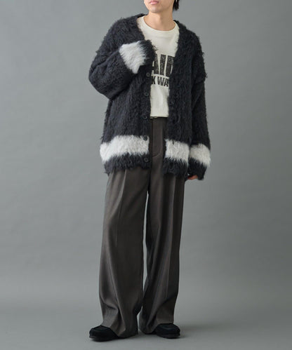 長毛馬海毛條紋開衫