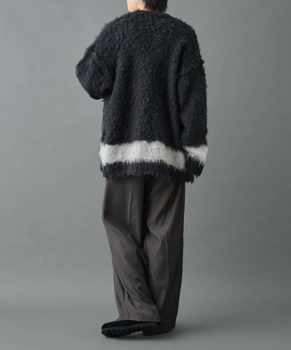 長毛馬海毛條紋開衫