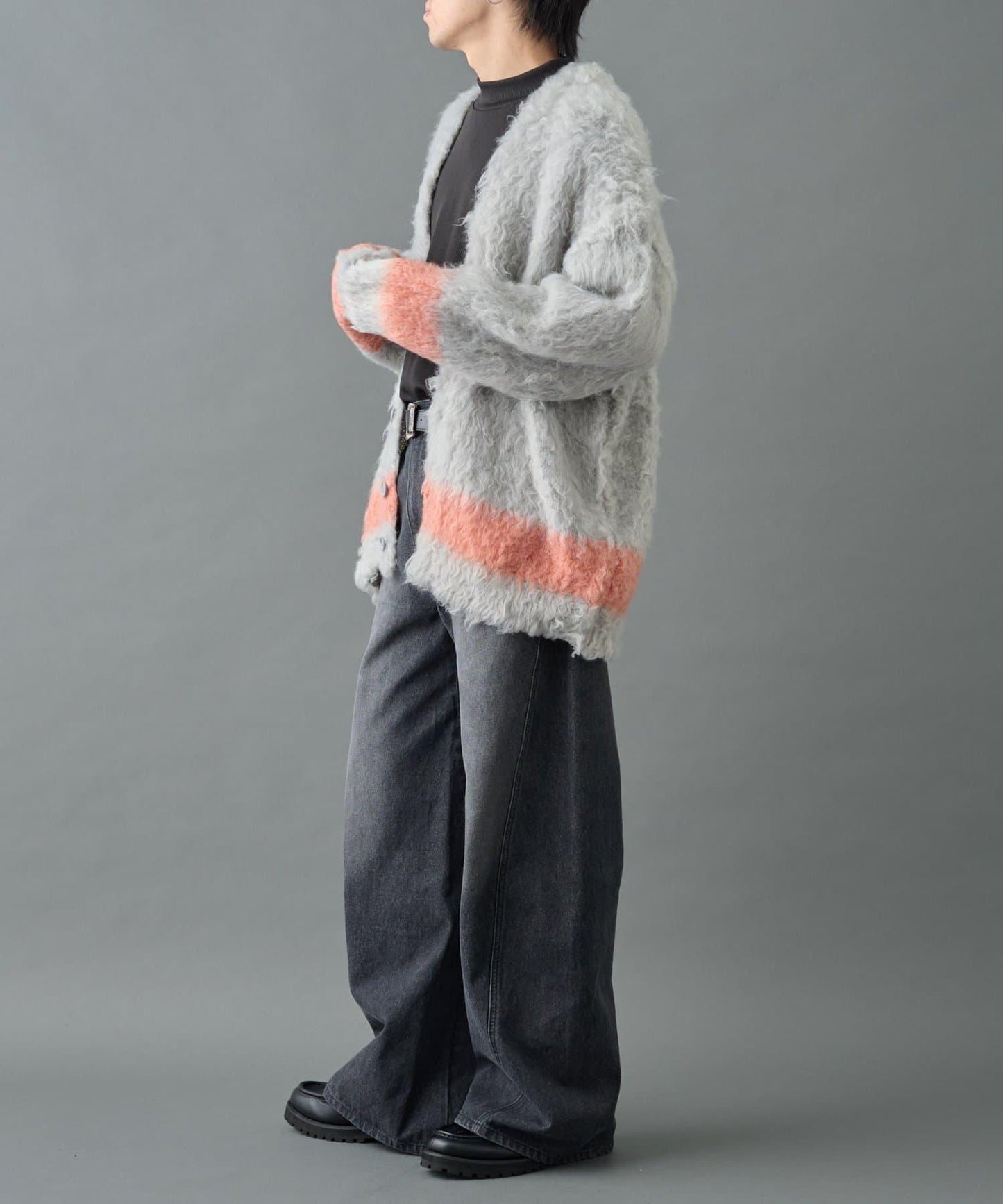 長毛馬海毛條紋開衫