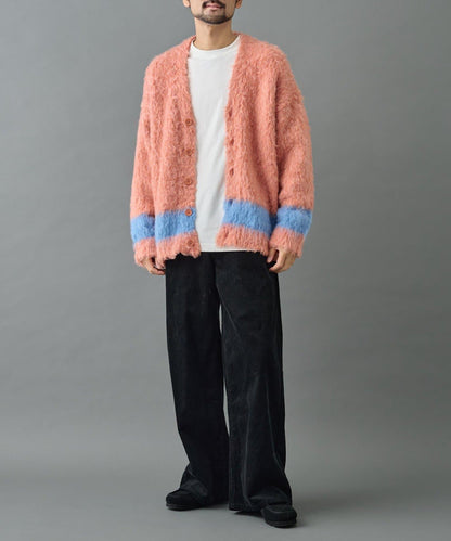 長毛馬海毛條紋開衫