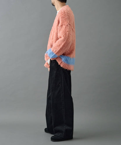 長毛馬海毛條紋開衫