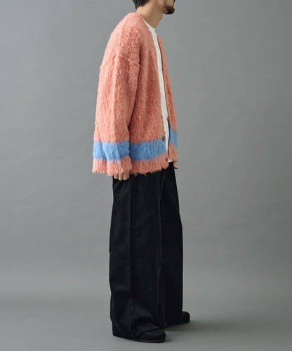 長毛馬海毛條紋開衫