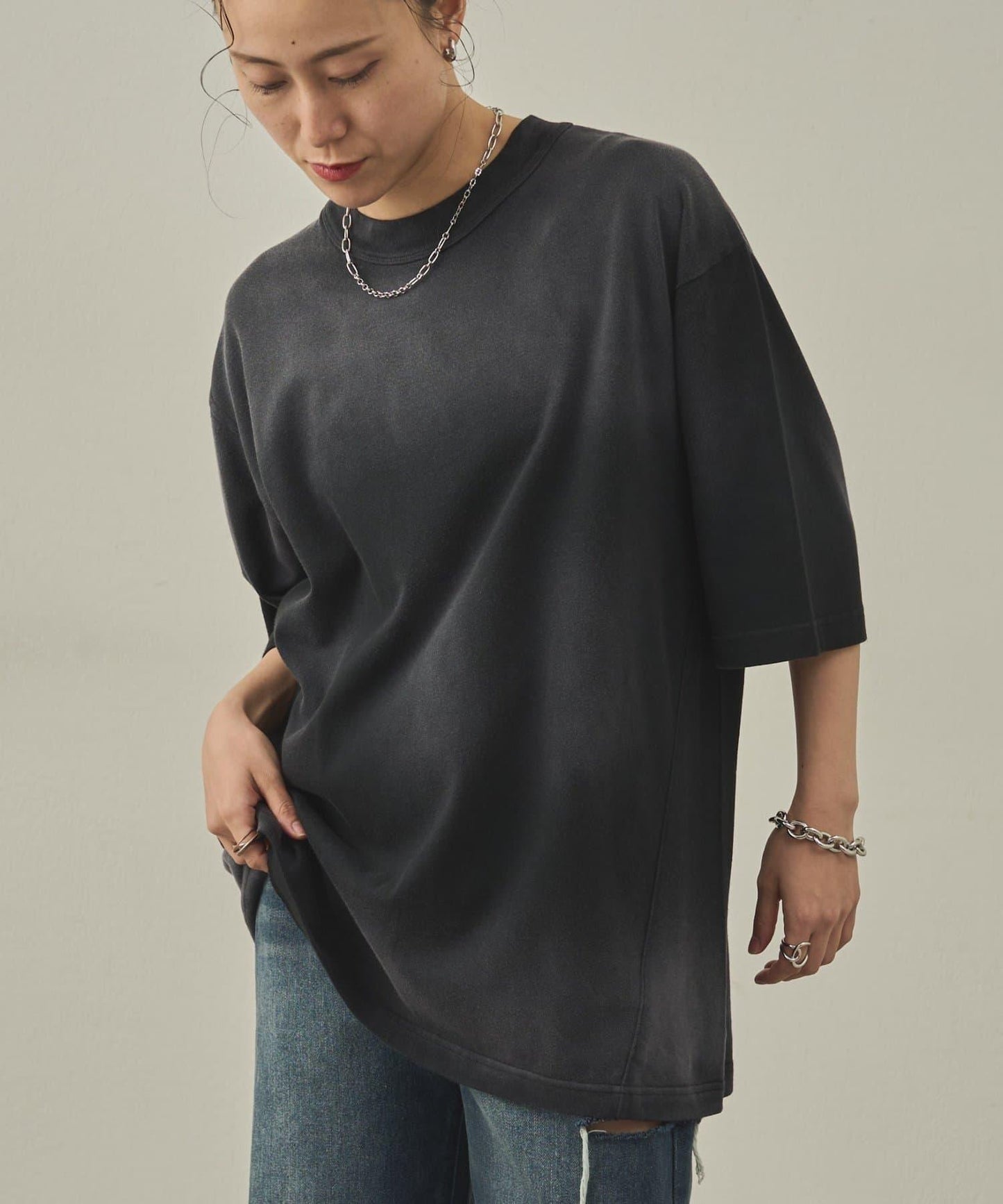 【paradigm】氣烤天竺硫化染噴霧T恤