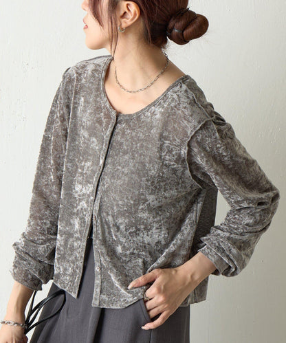 植絨網紗前後兩穿開衫