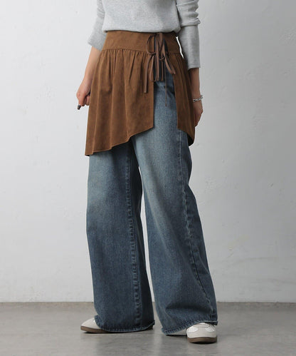 【/套裝可搭配】仿麂皮包裹式迷你裙