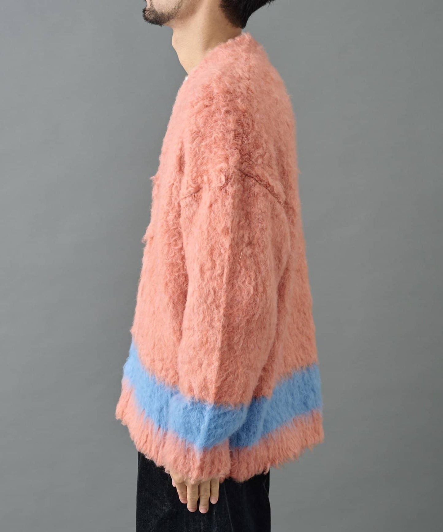 長毛馬海毛條紋開衫