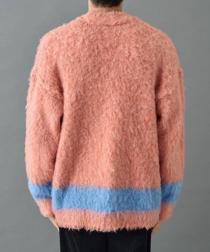 長毛馬海毛條紋開衫