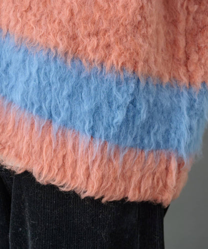 長毛馬海毛條紋開衫