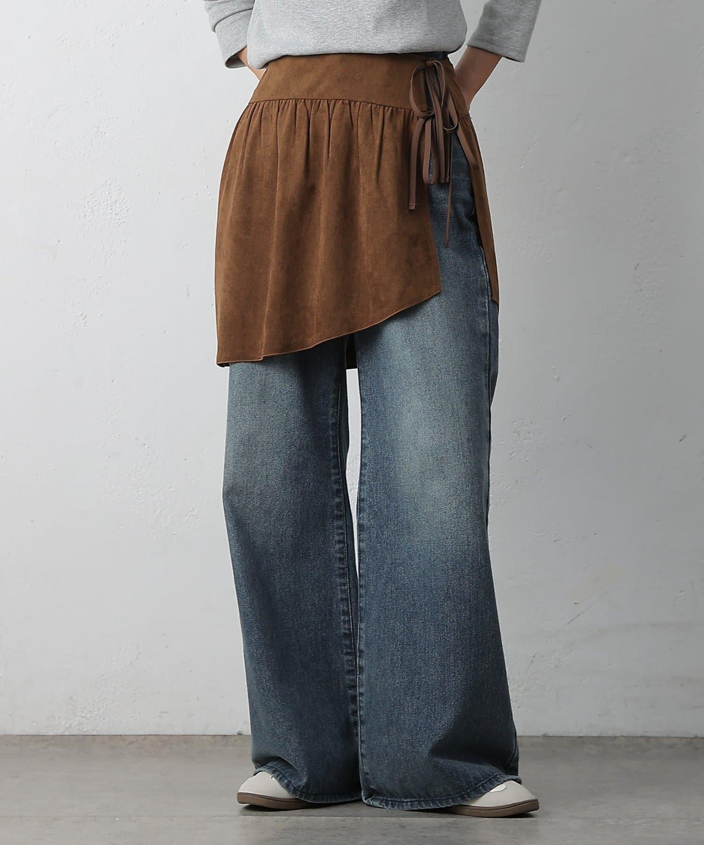 【/套裝可搭配】仿麂皮包裹式迷你裙