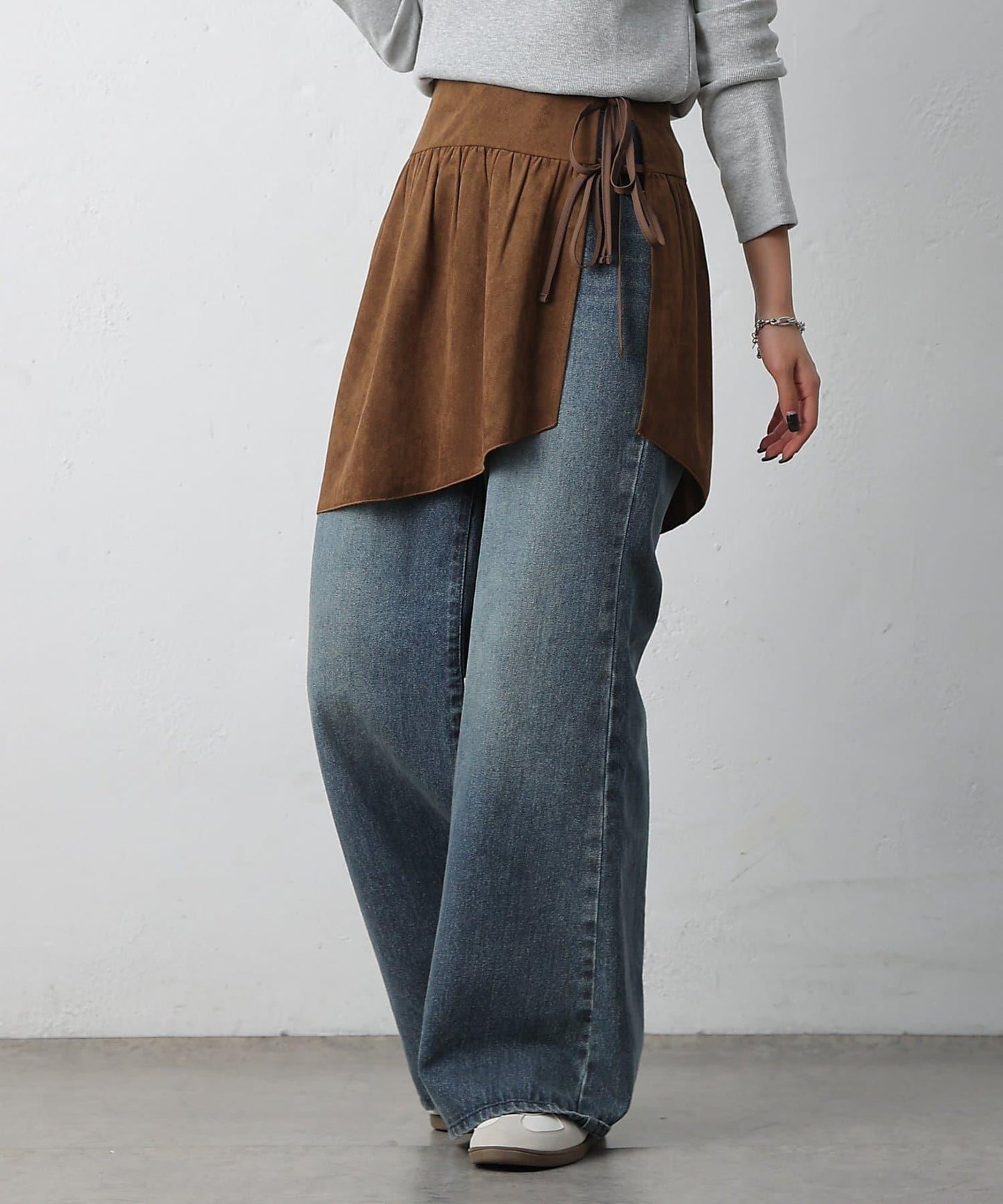 【/套裝可搭配】仿麂皮包裹式迷你裙