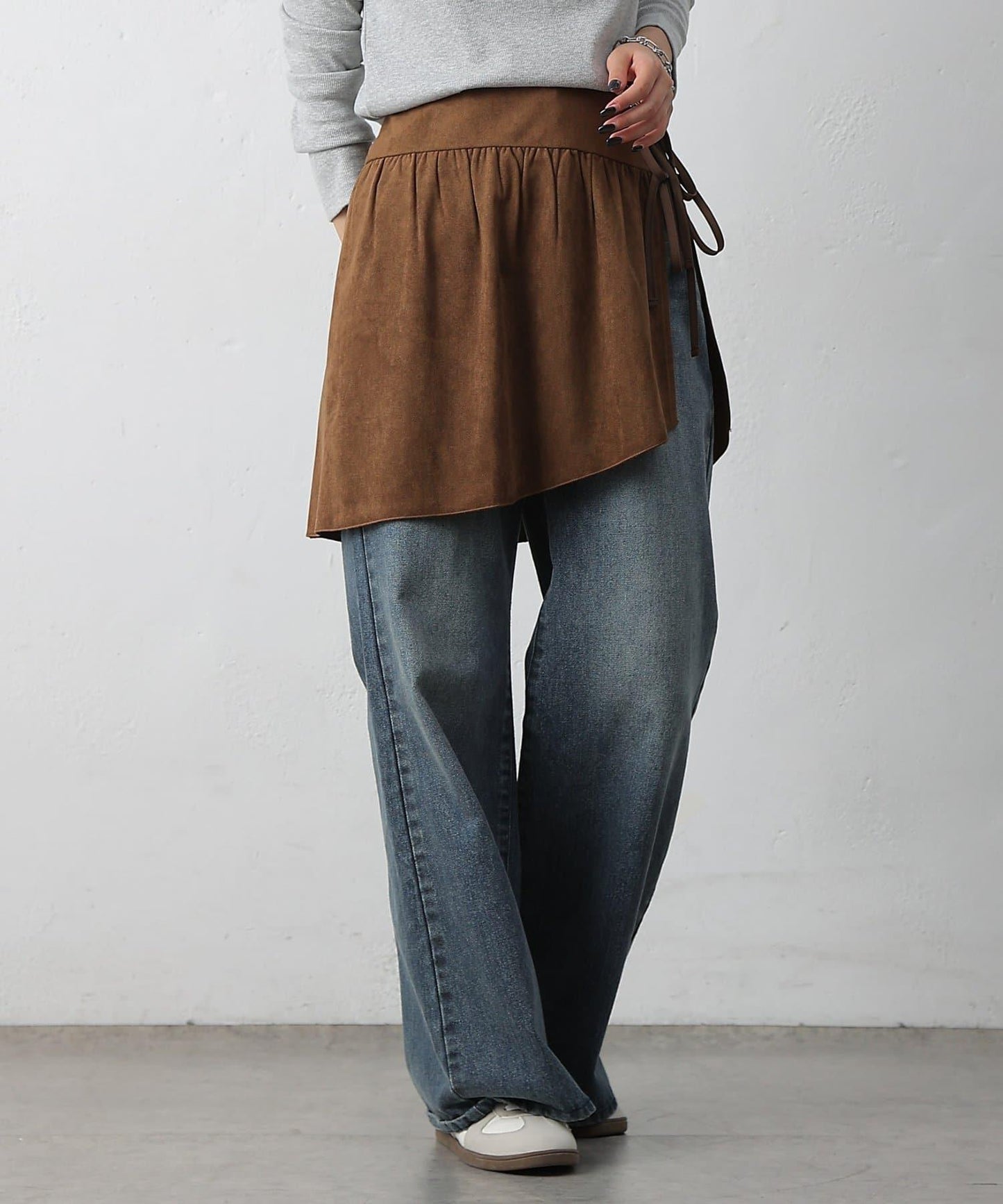 【/套裝可搭配】仿麂皮包裹式迷你裙