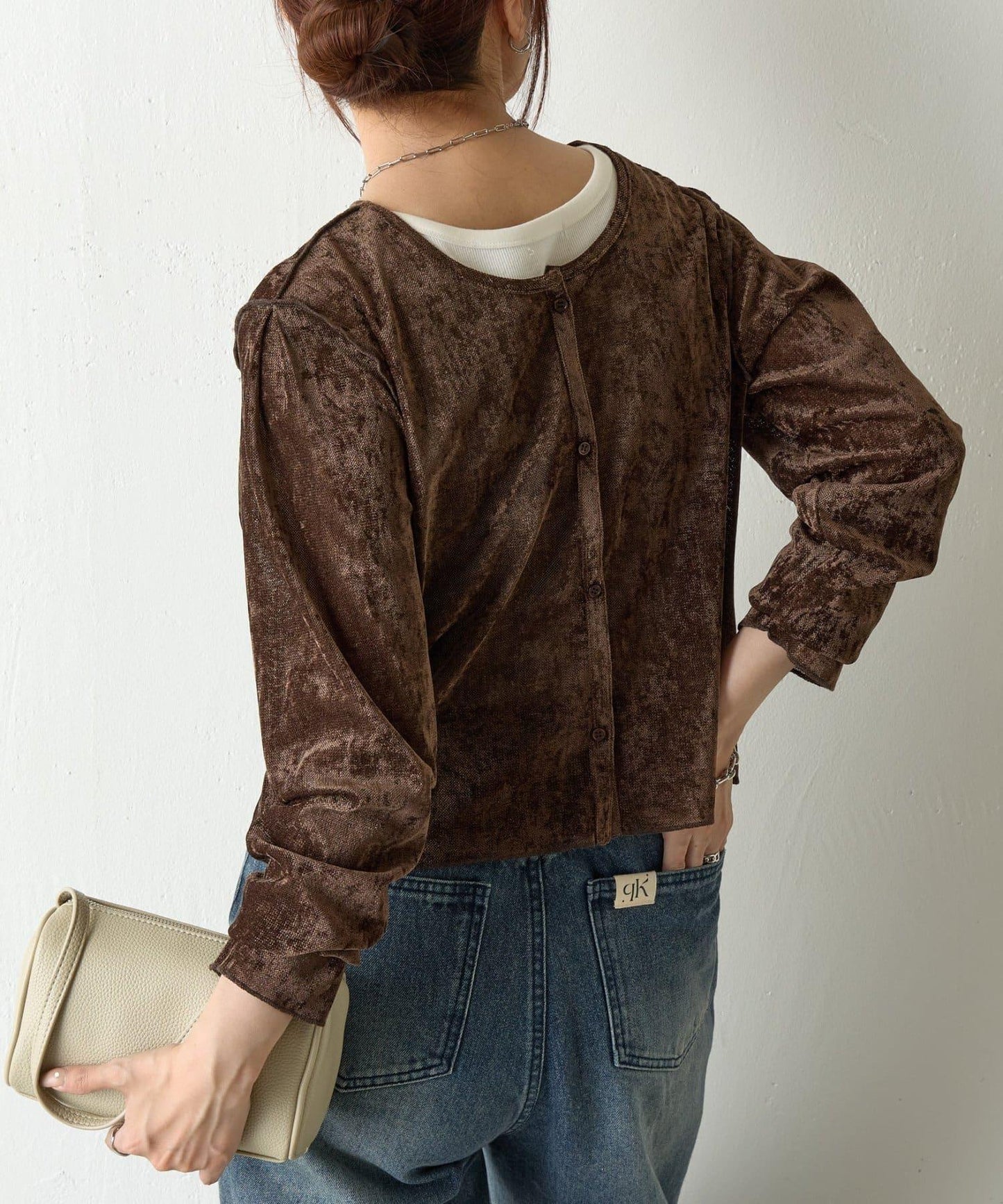 植絨網紗前後兩穿開衫